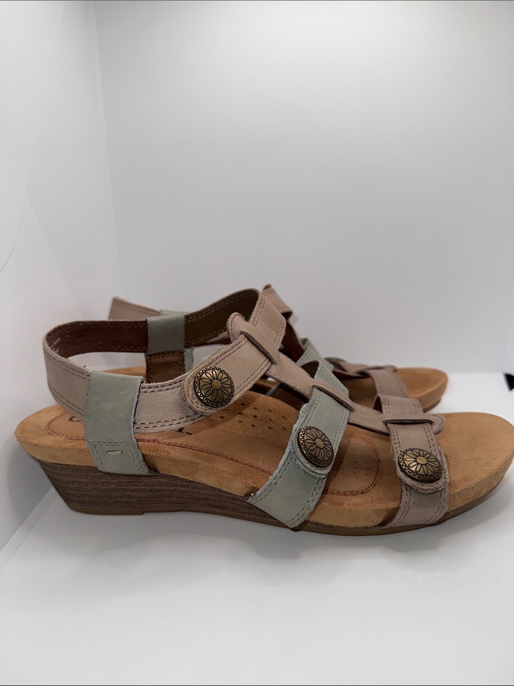 COBB HILL Harper Boho Leather Wedge Sandals w Adjustable Straps Women’s 7.5
